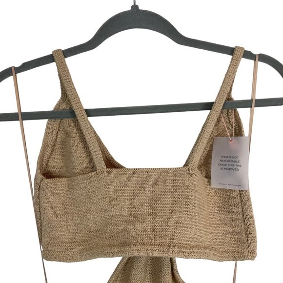 NWT Cult Gaia Serita Center Front Twist Cutout Woven Knit Maxi Dress Sand Size L - Picture 6 of 12